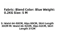 Size chart for French-style hollow knit skirt showing waist and hip measurements in cm