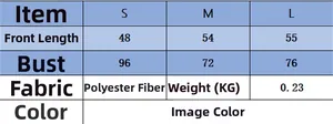 Size guide for sleeveless knit vest with dimensions for S, M, L in polyester
