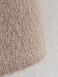 Detailed close-up showing the soft plush texture of the winter jacket faux fur fabric