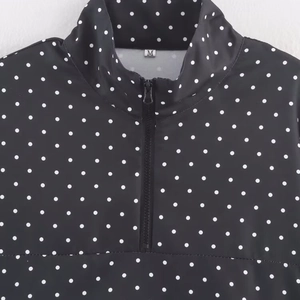 Giacca chic da donna a pois con colletto dritto casual e design con mezza cerniera lampo