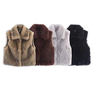 Women Faux Fur Vest Autumn Winter Sleeveless Jacket Warm Plush Waistcoat Slim Fit Lapel Collar Casual Streetwear Outerwear