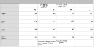 Detailed size chart for faux fur reversible jacket showing length, bust, and shoulder measurements
