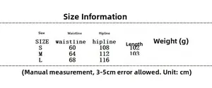 Size chart for women loose fit trousers showing waist, hip, and length in centimeters