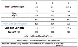 Tableau des tailles détaillé pour robe dos nu avec mesures poitrine et taille