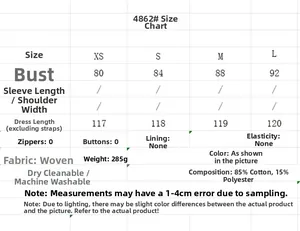 Größentabelle für besticktes Midi-Kleid mit Details zu Maßen und Baumwollmischgewebe aus Webstoff