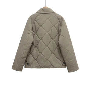 Quilted light khaki jacket for women with diamond stitch patterns and a back view design