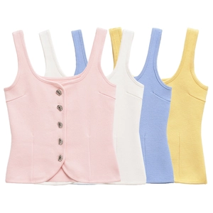 Gilet in maglia slim fit da donna con tessuto testurizzato e bottoni a cuore argento