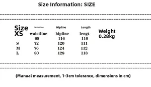 Size chart for casual wide-leg trousers and vest set showing detailed cm measurements