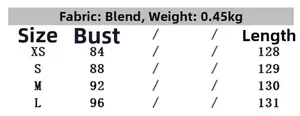 Detailed size chart for slim fit casual dress showing bust and length measurements