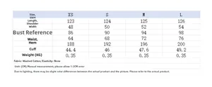 Detailed size chart for V-neck sleeveless pleated maxi dress in washed cotton fabric