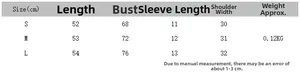 Size chart for slim fit deep V-neck T-shirt with detailed measurements for S, M, L