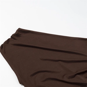 Slim fit dark brown one-shoulder sleeveless dress with refined stitching detail