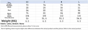 Tableau des tailles pour ensemble haut sans manches et pantalon large avec mesures