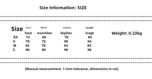 Detailed size chart for the summer short casual dress including bust and waist measurements