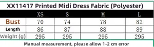 Guide des tailles détaillé pour la jupe midi fleurie XX11417 de la taille XS à L