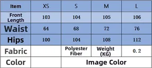 Size chart for casual wide leg trousers with waist and hip measurements in cm