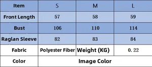 Detailed size chart for solid color knitted sweater including bust and length measurements
