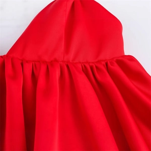 Sexy red backless halter top for women with delicate ruched fabric details for spring 2025