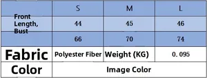 Detailed size guide table for women's knitted top in S, M, and L dimensions