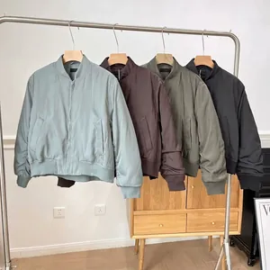 Women Loose Casual Bomber Jacket Stand Collar Long Sleeve Outwear Zipper Outwear Solid Color Fashion Coat With Pockets