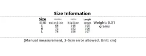 Size chart for summer skirt with waist, hipline, and length measurements in cm