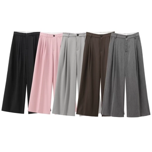Ensemble d'été pour femmes avec gilet à col en V et pantalons larges en cinq couleurs