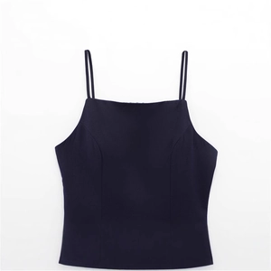 Mini abito aderente senza schienale con spalline sottili e cuciture in blu scuro