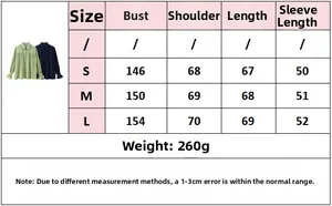 Detailed size chart for minimalist lapel flare sleeve shirt in sizes S, M, and L