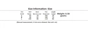Size chart for women bow print denim dress with bust, waist, and hip measurements