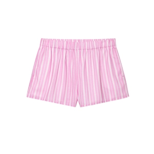 Rosa-weiß gestreifte Damen-Freizeitshorts mit elastischem Bund für den Sommer
