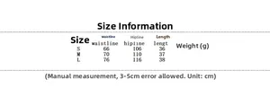 Detailed size chart for women long sleeve printed set showing waist and hip measurements