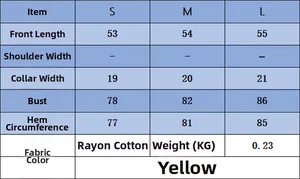 Detailed size chart for mercerized cotton knit sweater showing S, M, L dimensions