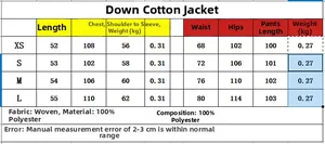 Detailed size chart for polyester casual loungewear set including top and pants measurements