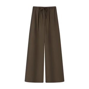 Women's autumn fashion solid color wide leg sweatpants with drawstring elastic waist