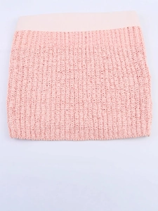 Pink knit sleeveless top with organza bow detail and elastic waist for summer fashion
