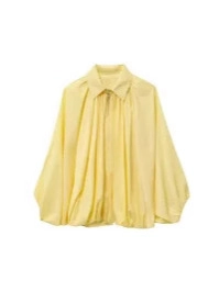 Pale yellow oversized long sleeve bomber jacket with a classic lapel collar for women