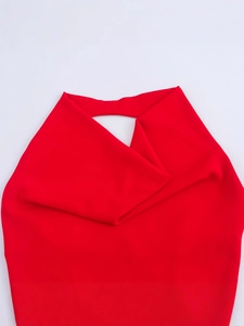Abito midi rosso chic con scollo all'americana senza maniche e vestibilità slim sexy
