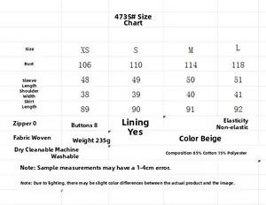 Detailed size guide table for pink embroidered mini dress featuring XS to L dimensions