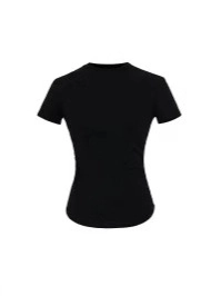 Damen Sommer Schlanke Passform Rundhals Kurzarm T-Shirt Geraffte Seite Abgerundeter Saum Einfarbig Lässig Top