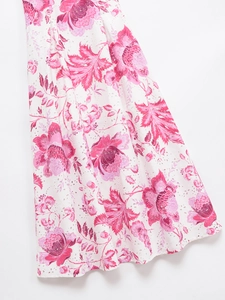 Summer hollow-out floral slip dress with pink blooms and intricate eyelet embroidery