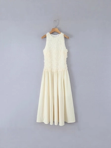 Women Sleeveless Maxi Dress Elegant 3D Floral Applique Pleated Slim Fit Summer Vacation Party Banquet Dress