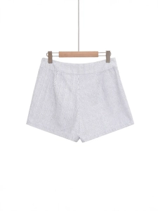 Short taille haute pour femme à rayures verticales bleu et blanc, coupe évasée en A
