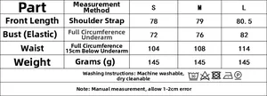 Detailed size chart for beaded sequin slip dress including length, bust, and waist measurements