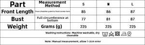 Size chart for the beaded sequin mini dress showing measurements for S, M, and L sizes
