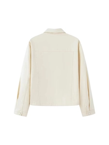 French vintage off-white lapel jacket for women featuring a minimalist back yoke design