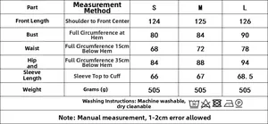 Detailed size chart for lace off-shoulder dress with measurements and washing instructions