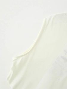 White sleeveless tank dress with shoulder seam detail and high-quality knit stitching