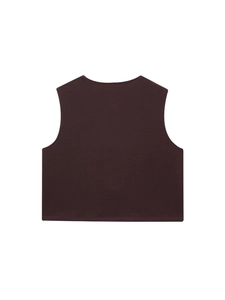 Slim fit sleeveless knit vest in dark brown for women, classic crew neck summer style