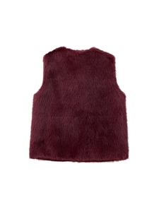Gilet en fausse fourrure pour femme bordeaux riche avec texture pelucheuse et coupe sans manches
