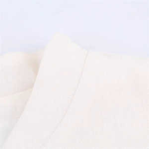 Women's ivory white casual loose long sleeve jacket with textured fabric and collar detail